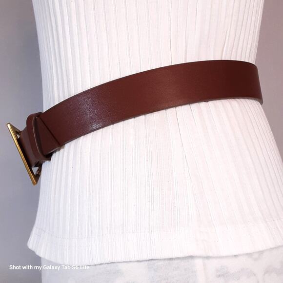 Womens Fashion Belt with Triangle Buckle Small Waist Wide Coffee Brown Strap" - Picture 4 of 10